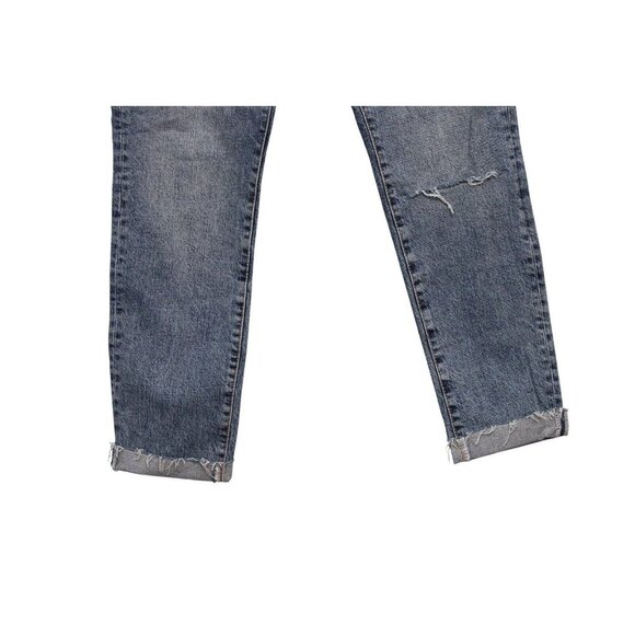 We The Free People Jeans Size 31 Straight Leg Button Fly Distressed High Rise - Picture 4 of 12